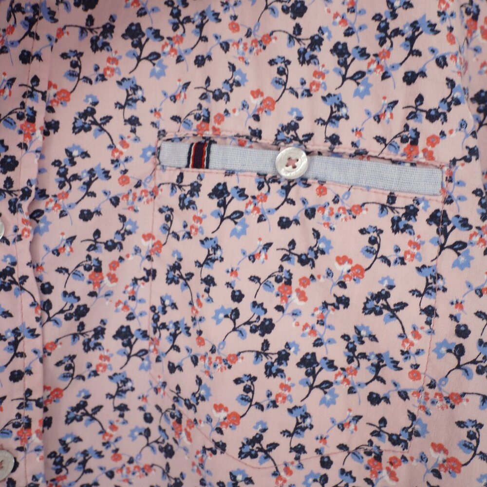 7 Diamonds Mens XL Pink Floral Button Up Shirt Short Sleeve Cotton Casual - Picture 5 of 12